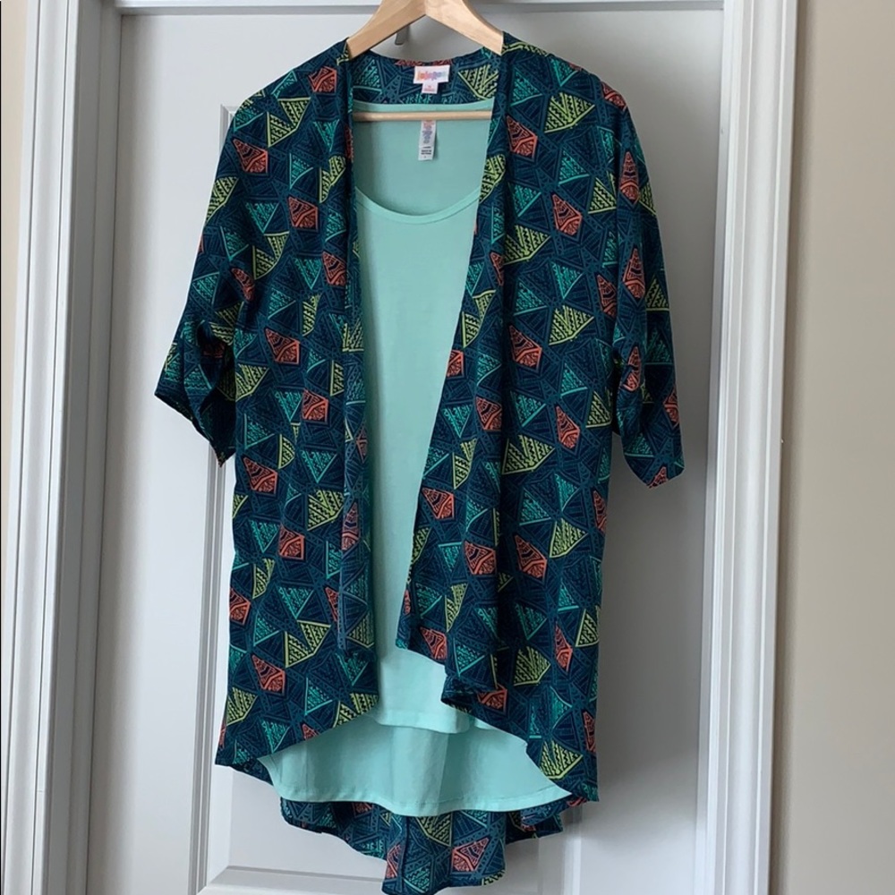 🎉SALE🎉 LulaRoe Teal Lindsay Kimono Small - Picture 1 of 5